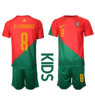 Lacne Dětský Futbalové dres Portugalsko Bruno Fernandes #8 MS 2022 Krátky Rukáv - Domáci (+ trenírky)